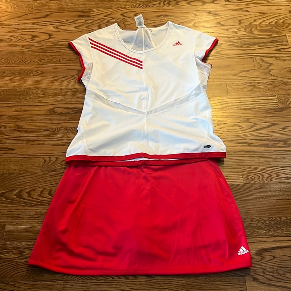 Adidas White and Red Athletic Outfit